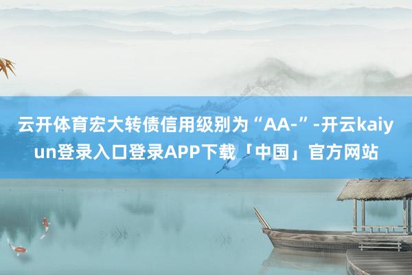 云开体育宏大转债信用级别为“AA-”-开云kaiyun登录入口登录APP下载「中国」官方网站