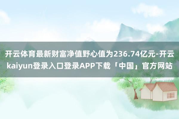 开云体育最新财富净值野心值为236.74亿元-开云kaiyun登录入口登录APP下载「中国」官方网站