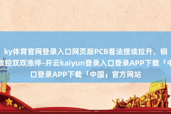 ky体育官网登录入口网页版PCB看法捏续拉升，铜冠铜箔、巨室数控双双涨停-开云kaiyun登录入口登录APP下载「中国」官方网站